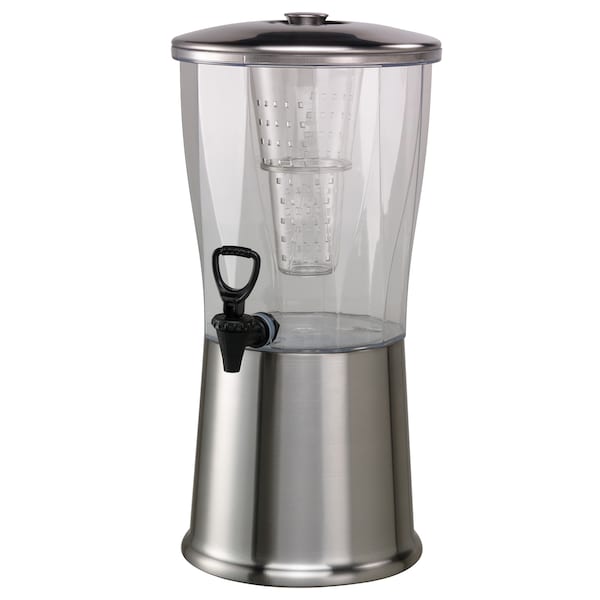 Beverage Dispenser, Round, 3 Gallon, Stainless Steel